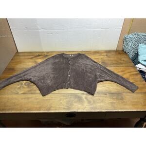 Free People FP ONE Wyatt Cardi Soft Fuzzy Button Down Cardigan XS Brown